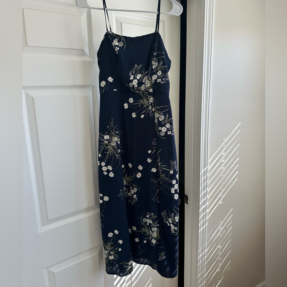 Blue Rain Navy Floral Midi Dress